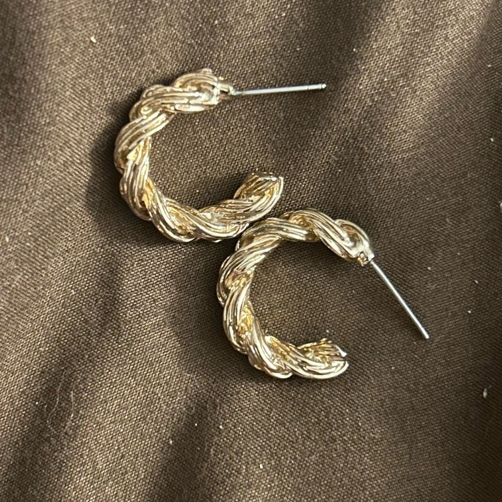 Elegant Gold Braided Hoop Earrings